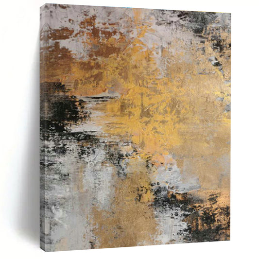 Gold - Gray Abstract Art for Luxury Hotel Lobby Reception Areas DLZ0010