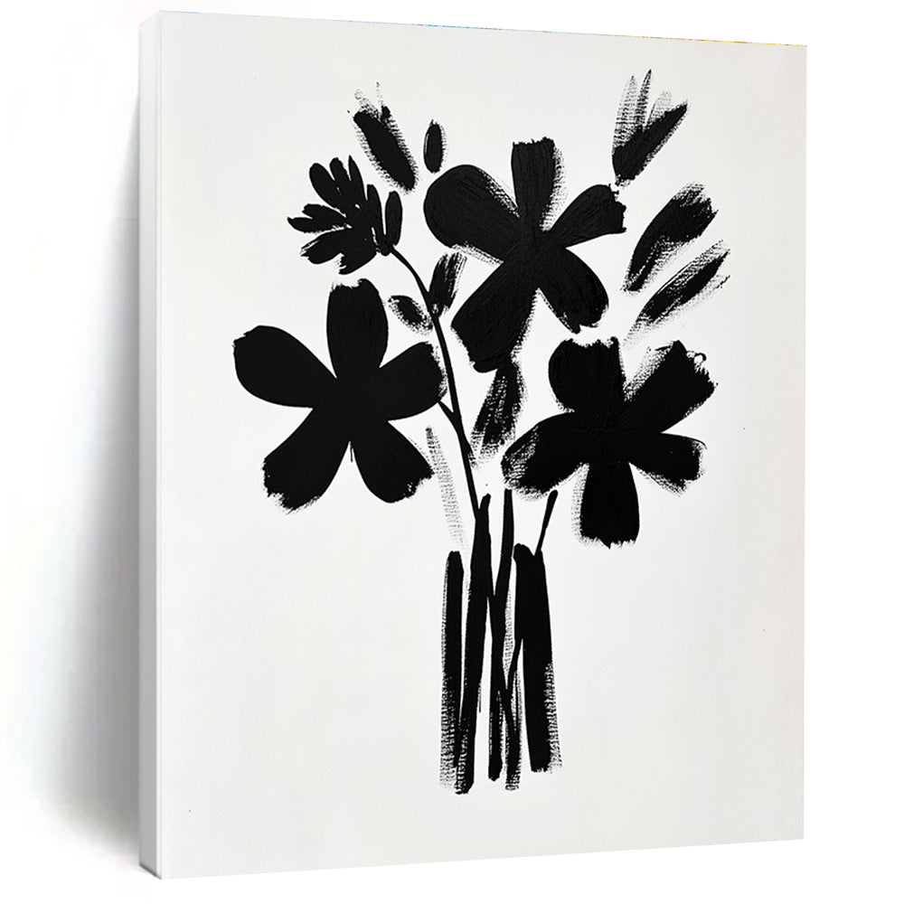 Black Abstract Flower Bouquet 2 for Minimalist Office & Contemporary Art Studio STSC925