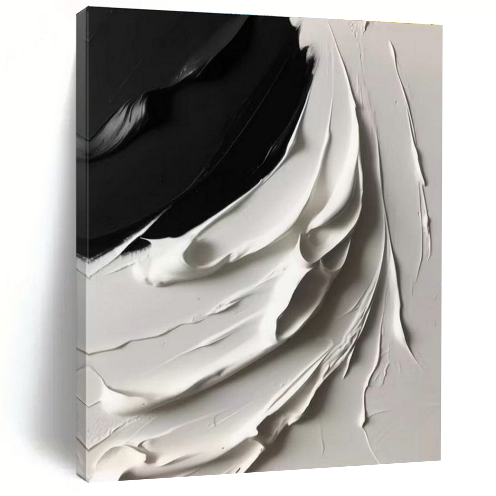 Black - White Textured Wave Art for Modern Office & Art Gallery DLZ2370