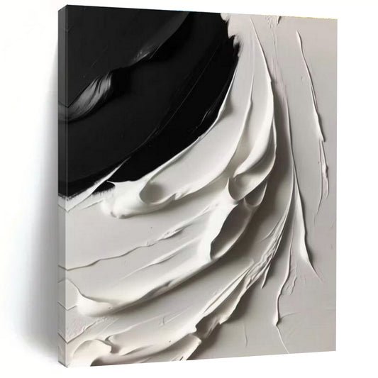 Black - White Textured Wave Art for Modern Office & Art Gallery DLZ2370