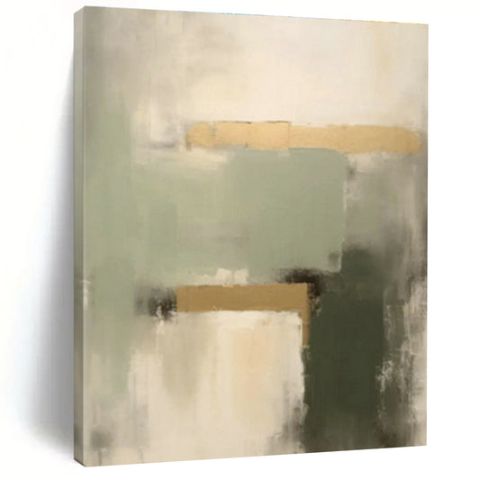 Sage - Gold Abstract Art for Bohemian Boutique Hotel & Art Deco Dining Room DLZ0845