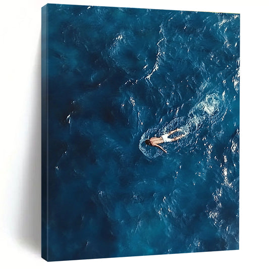 Man Swimming in Ocean Art for Beach Home Bathroom & Wellness Retreat Spa STSC1057
