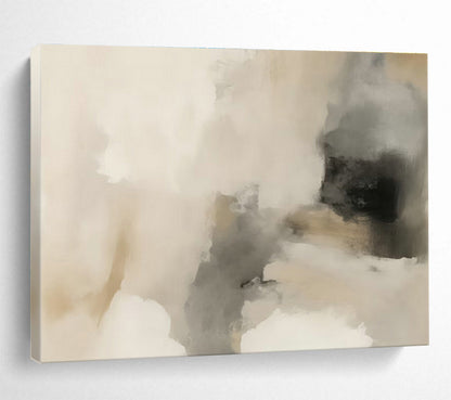 Soft Beige - Gray Abstract Art for Minimalist Bedroom Accents DLZ2623