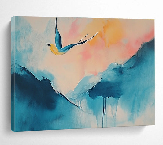 Dreamy Bird & Mountain Art for Bohemian Bedroom & Yoga Studio SC554