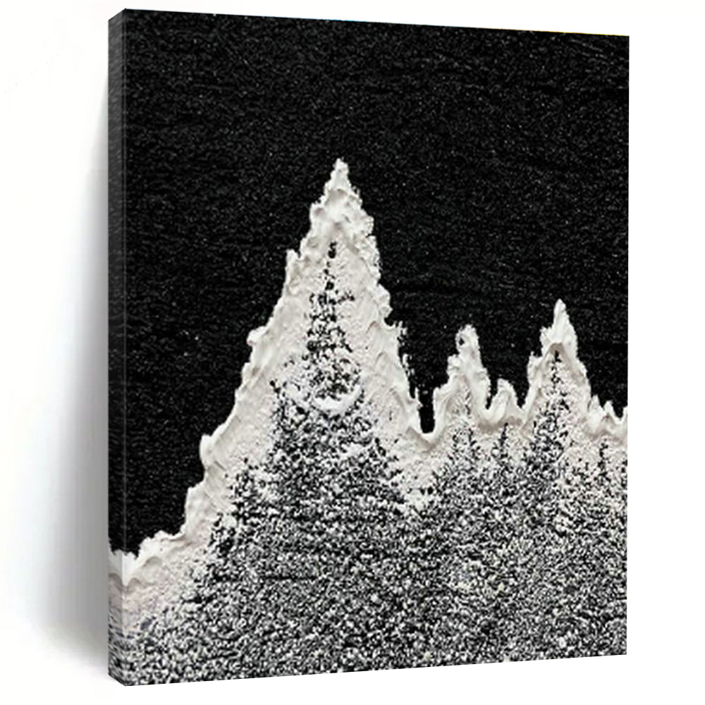 Black - White Snow Mountain Art for Minimalist Ski Lodge Common Areas DLZ0019