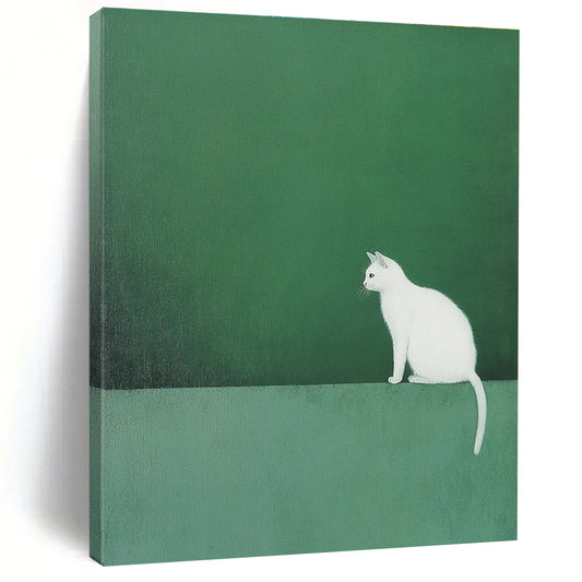 Solitary White Cat for Cozy Reading Nook & Pet - Lover’s Living Room STSC1249