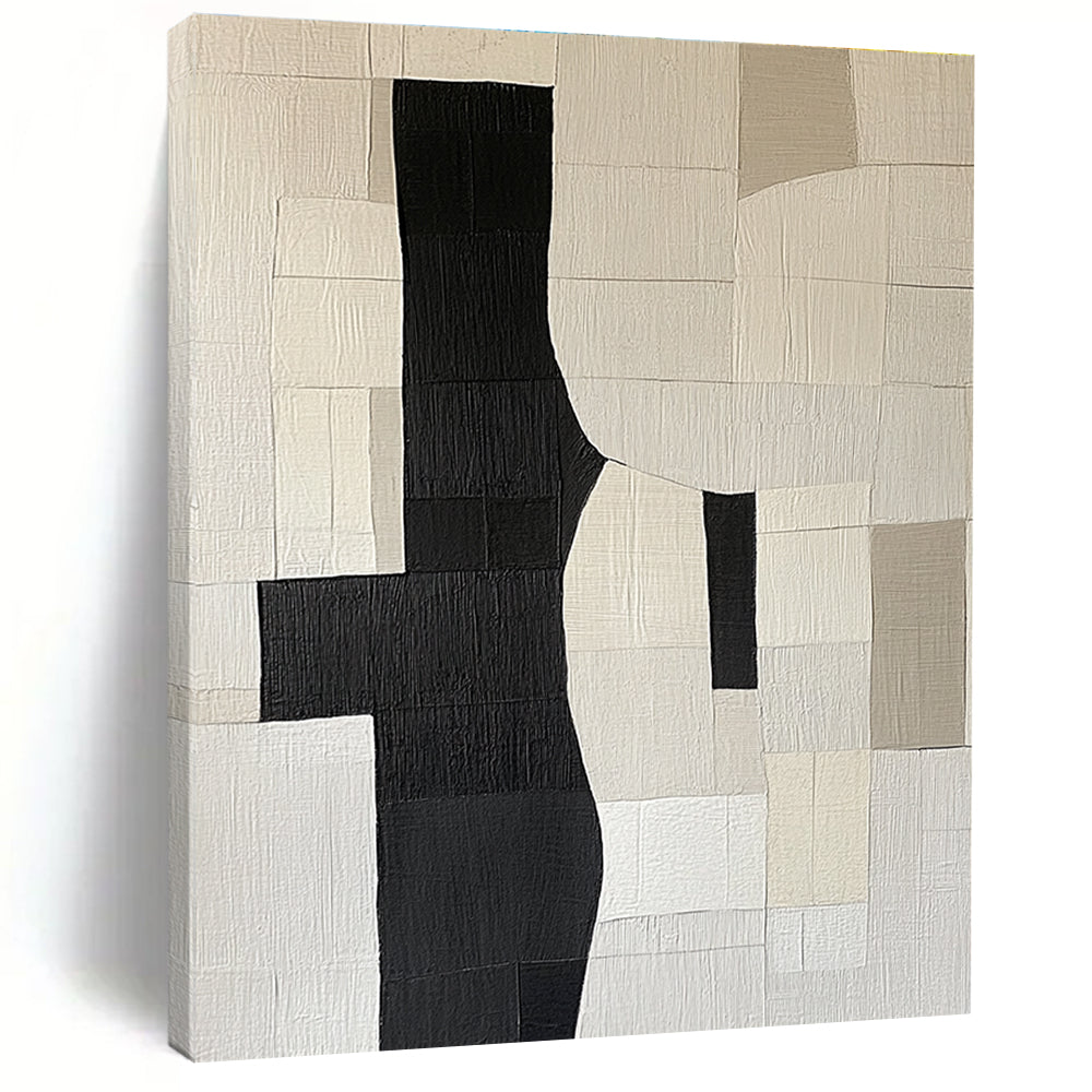 Black and White Patchwork Abstract for Minimalist Home Office & Modern Studio Space STSC392