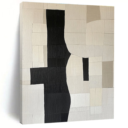 Black and White Patchwork Abstract for Minimalist Home Office & Modern Studio Space STSC392