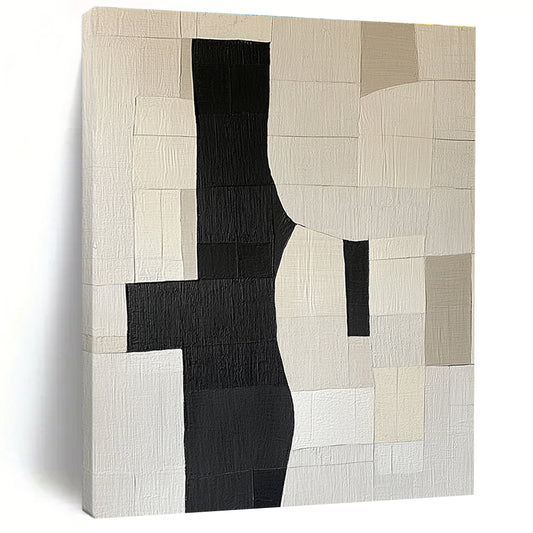 Black and White Patchwork Abstract for Minimalist Home Office & Modern Studio Space STSC392