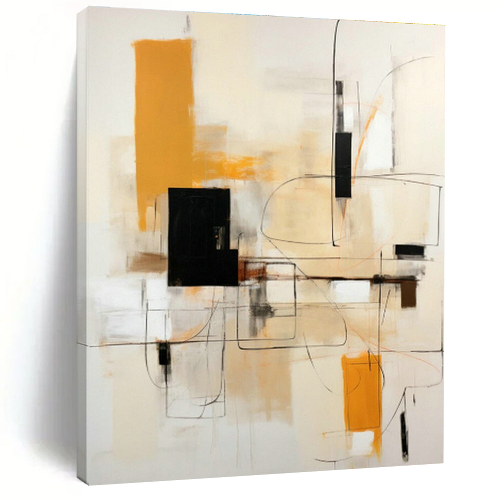 Warm Geometric Abstract Art for Cozy Living Room & Artisanal Bakery DLZ0612