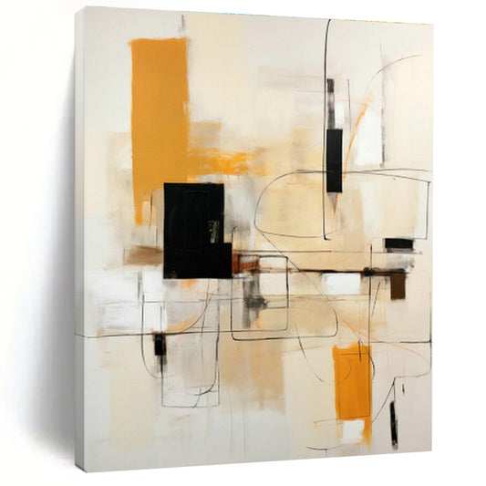 Warm Geometric Abstract Art for Cozy Living Room & Artisanal Bakery DLZ0612