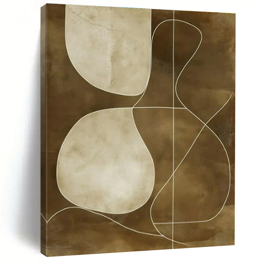 Brown - White Geometric Abstract Art for Minimalist Home Office & Art Gallery Lounge DLZ1838