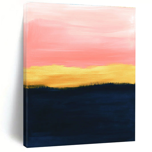 Pink and Gold Sunset Art for Coastal Home Living Area & Wellness Spa STSC1345