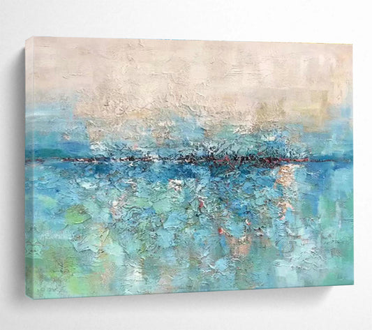 Blue - Green Lakeside Abstract Art for Calm Bedroom Nook DLZ2739