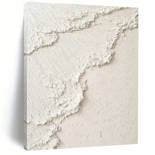 White Textured Plaster - like Art for Minimalist Bedroom & Contemporary Wellness Space DLZ2192