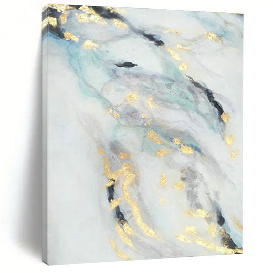 Blue - Gold Ink - Style Abstract Art for Asian - Fusion Restaurant & Zen - Inspired Home DLZ0666