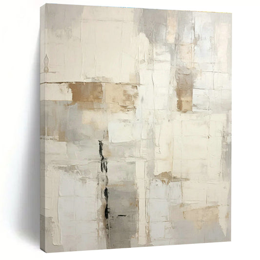 Gray - White - Brown Square Abstract Art for Minimalist Home & Design Studio DLZ1262