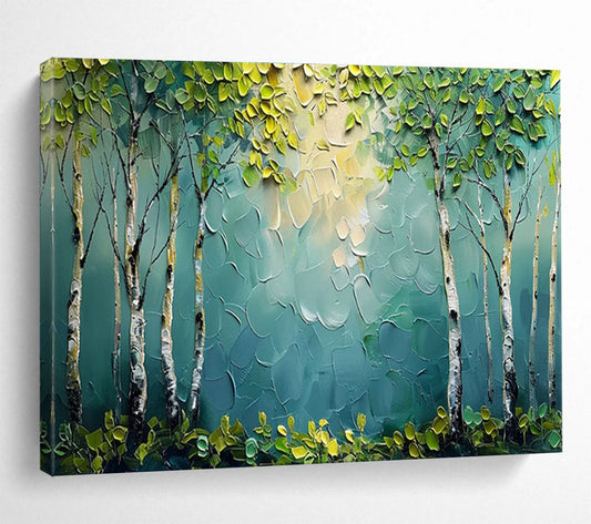 Textured Forest Birch Tree Art for Nature - Loving Home Bedroom Headboards DLZ3212