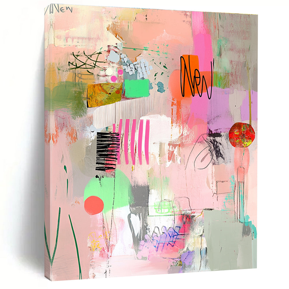 Colorful Abstract Collage for Bohemian Living Room & Creative Studio STSC649