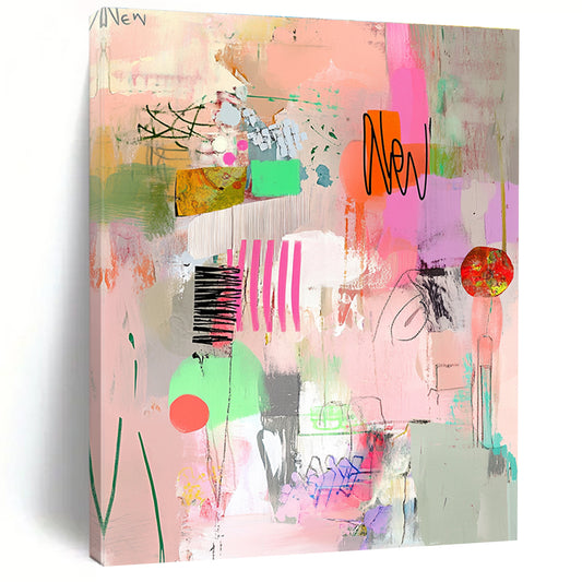 Colorful Abstract Collage for Bohemian Living Room & Creative Studio STSC649