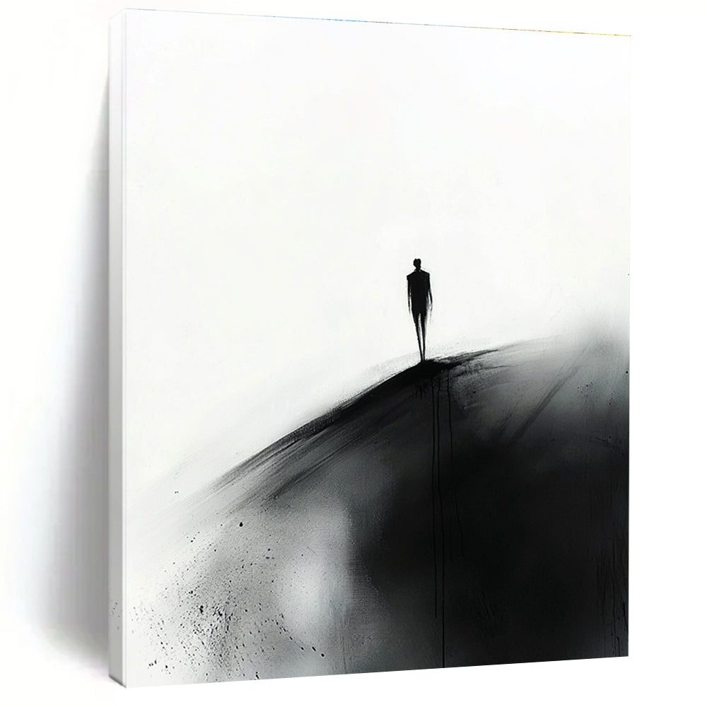 Silhouette on a Hill in Black and White Art for Serene Meditation Room & Abstract Art Exhibition STSC1349