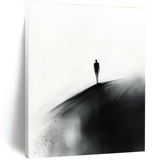 Silhouette on a Hill in Black and White Art for Serene Meditation Room & Abstract Art Exhibition STSC1349