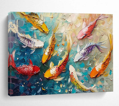 Textured Koi Fish Art for Prosperity - Themed Asian Restaurants DLZ3089