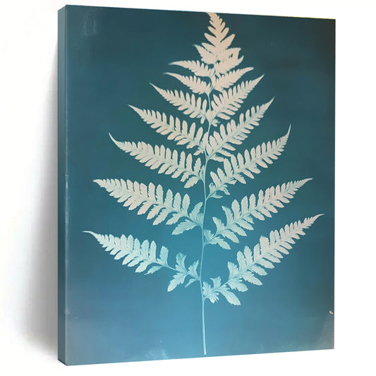 White Fern on Blue for Botanical - Themed Bathroom & Nature - Inspired Lounge STSC1288