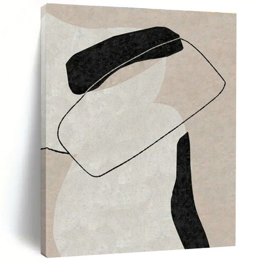 Beige - Black Abstract Art for Rustic Home Office & Modern Boutique DLZ2048
