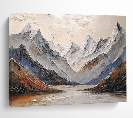 3D Snow - Mountain and Lake Art for Alpine - Inspired Living Room DLZ2840