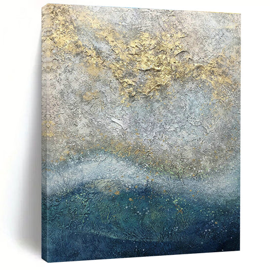 Gold - Gray Textured Sea Art for Luxury Yacht Club & Rooftop Sunset Bar DLZ0965