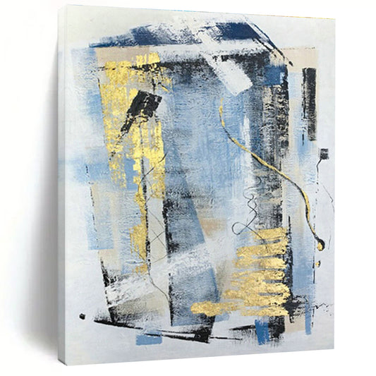 Blue - Gold Abstract Art for Living Room & Office DLZ0489