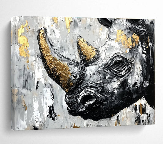 Textured Rhino Portrait Art for Safari - Themed Lounge & Art - Driven Office SC151