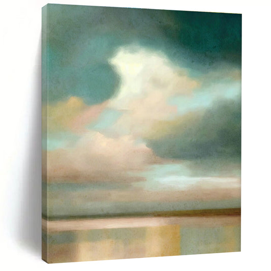 Misty Sky & Water Landscape Art for Serene Meditation Room & Coastal Home Office DLZ1364