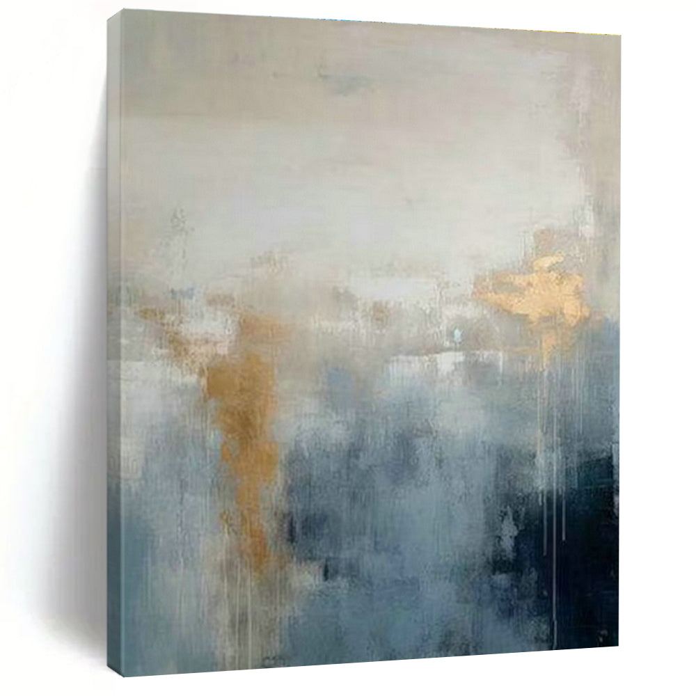 Blue - Gold Misty Abstract Art for Living Room & Bedroom DLZ0384