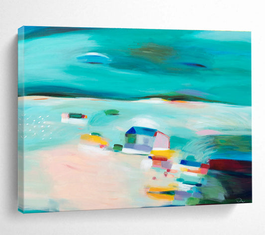 Blue - Green Landscape Abstract Art for Coastal - Inspired Patios DLZ2442