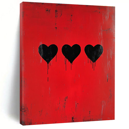 Red and Black Hearts Art for Edgy Café & Contemporary Home Bedroom STSC1442