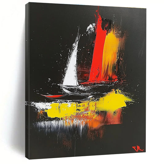 Colorful Sailboat Abstract for Nautical - Themed Restaurant & Coastal Home Living Room STSC390