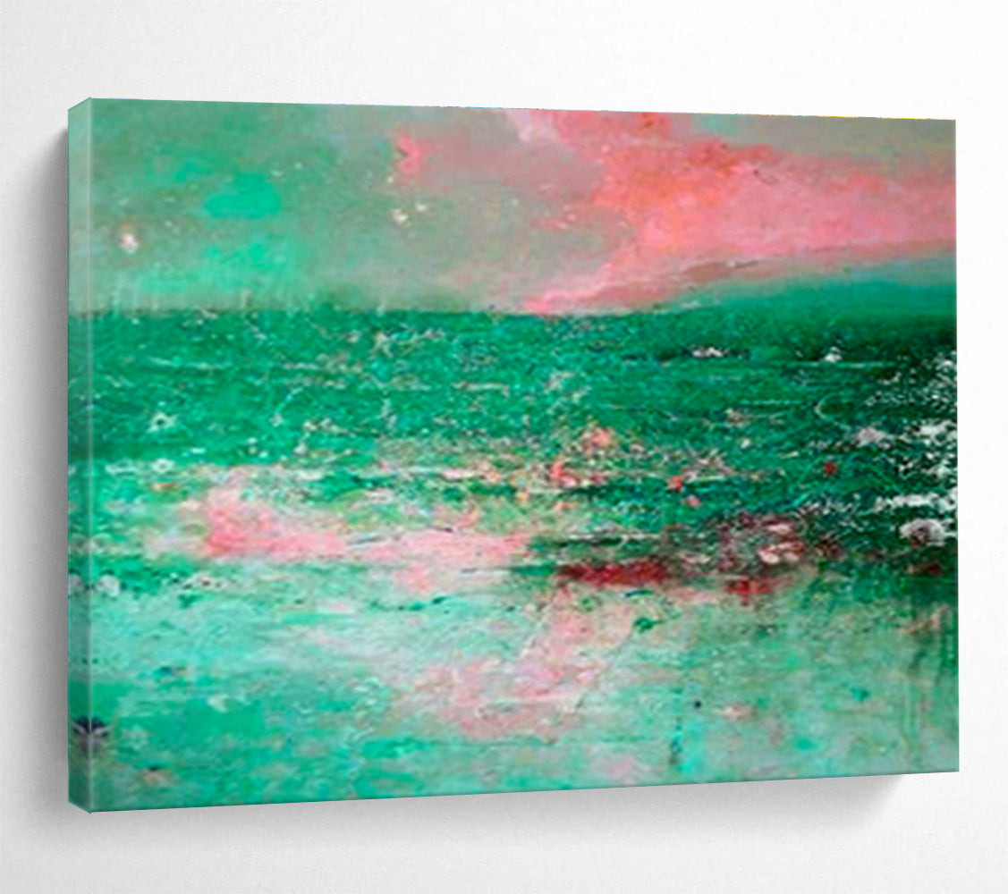 Pink - Green Ocean Abstract Art for Relaxing Balcony DLZ2782