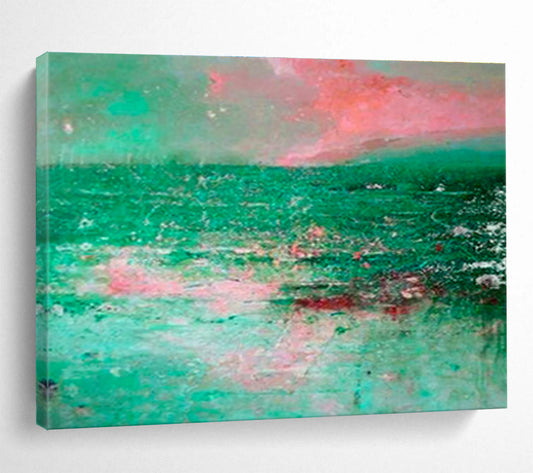 Pink - Green Ocean Abstract Art for Relaxing Balcony DLZ2782