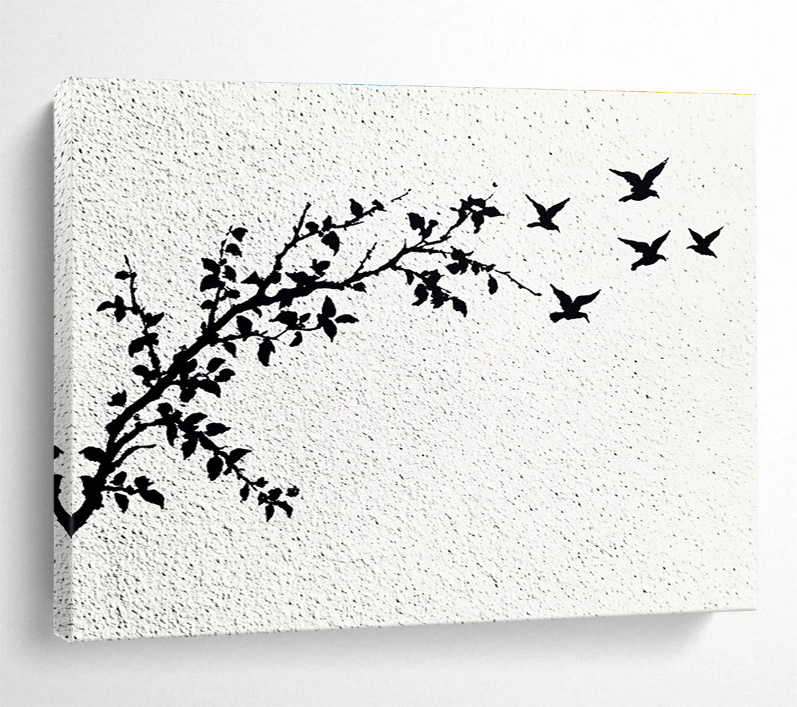 Minimalist Bird and Branch Art for Scandinavian - Style Bedroom & Zen Meditation Space SC434