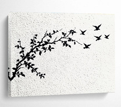 Minimalist Bird and Branch Art for Scandinavian - Style Bedroom & Zen Meditation Space SC434