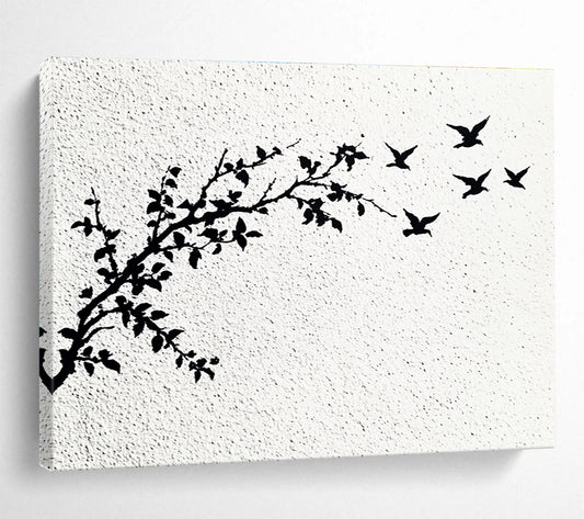 Minimalist Bird and Branch Art for Scandinavian - Style Bedroom & Zen Meditation Space SC434
