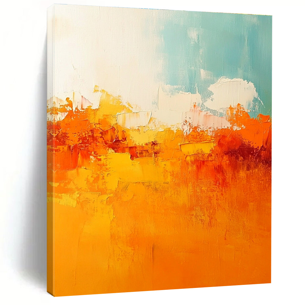 Bold Orange & Teal Abstract Horizon Art for Fashion Showroom & Energetic Gym STSC119