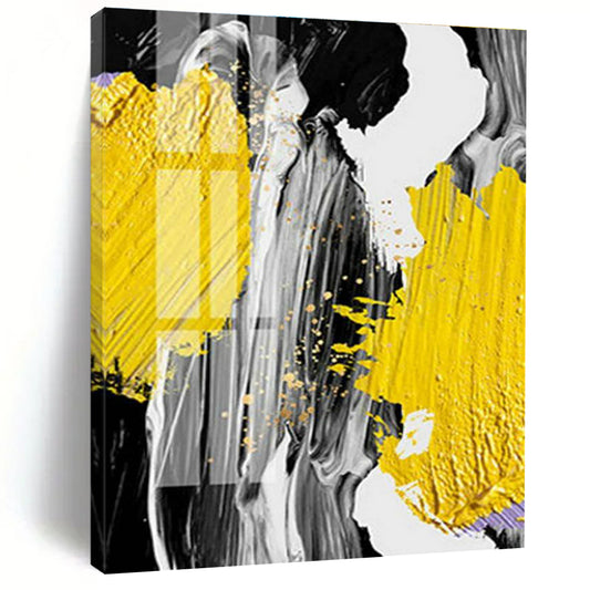 Yellow, Gray, and Gold Abstract Splash Art for Creative Agency & Energetic Retail Space DLZ2226