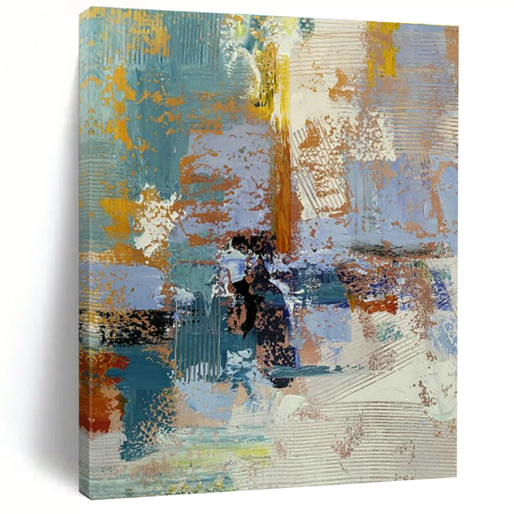 Blue - Orange Abstract Art for Office & Living Room DLZ0348