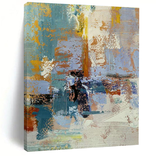 Blue - Orange Abstract Art for Office & Living Room DLZ0348