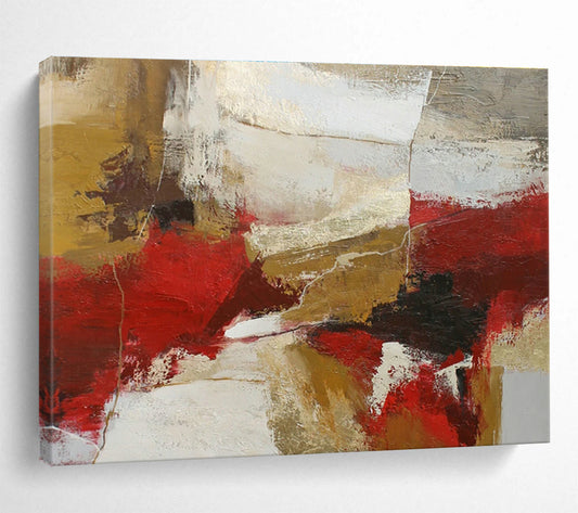 Red - Gold Abstract Composition Art for Formal Living Area DLZ2890