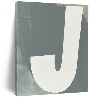 White “J” on Grey Art for Modern Nursery & Typography - Focused Studio STSC1113