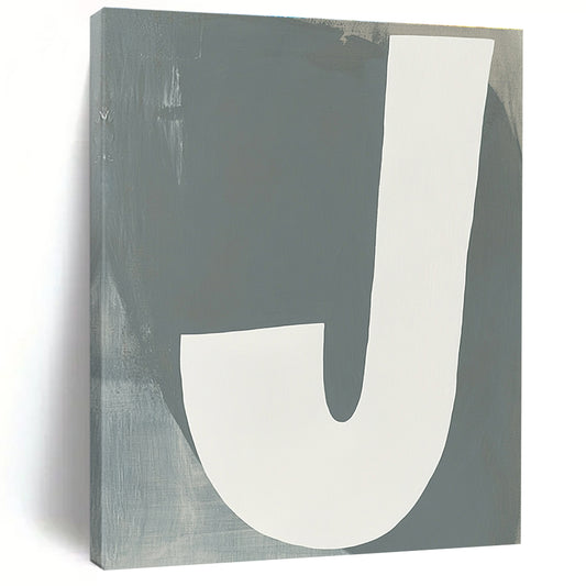 White “J” on Grey Art for Modern Nursery & Typography - Focused Studio STSC1113